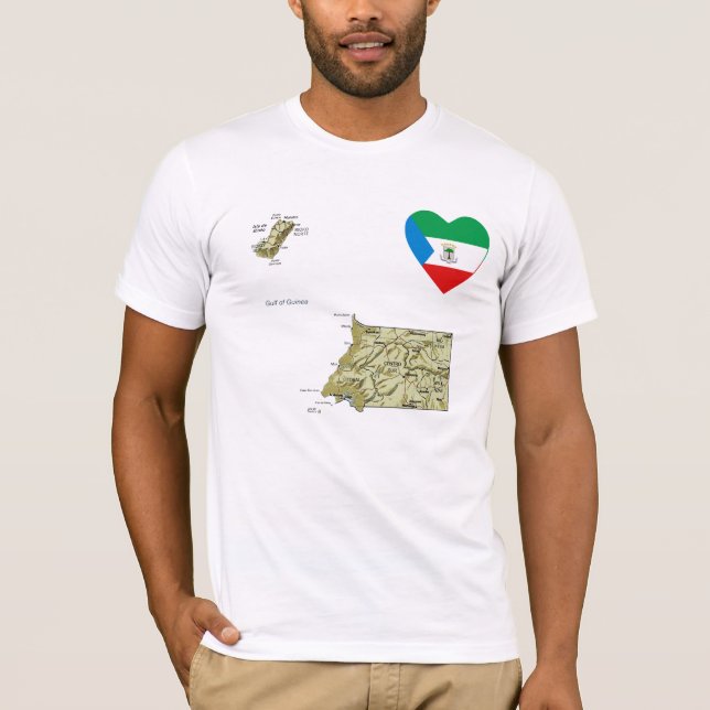 Guinée équatoriale - Coeur et carte T-shirt (Devant)