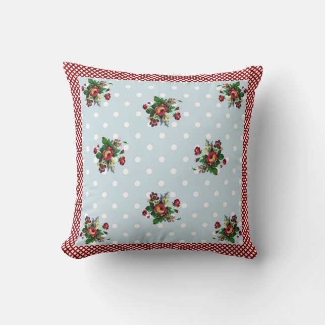 Guingan de roses de pays et coussin de points (Recto)