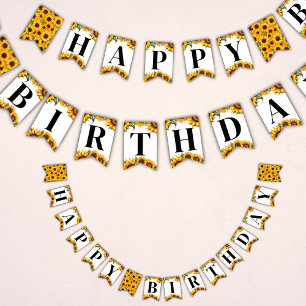 Guirlande de fanions Joyeux Anniversaire Tournesol
