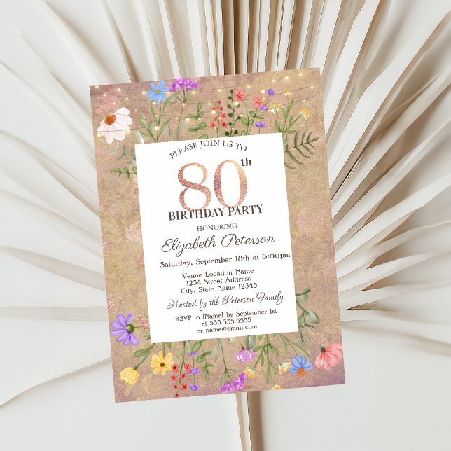 Guirlande de fleurs sauvages pour invitation 80e a (Créateur téléchargé)