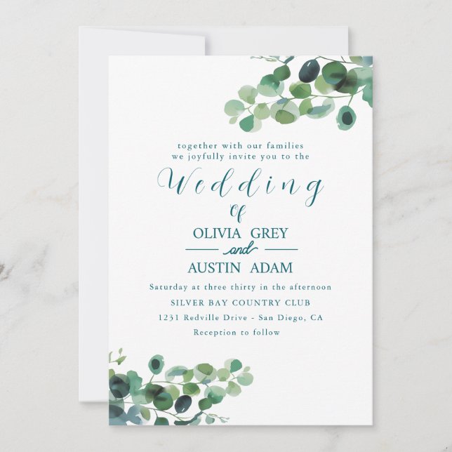 Guirlande Eucalyptus Et Invitations De Mariage Ver (Devant)