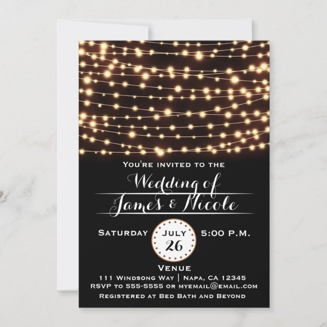 Guirlande Lumineuse Ambre Invitation de Mariage Ru (Devant)