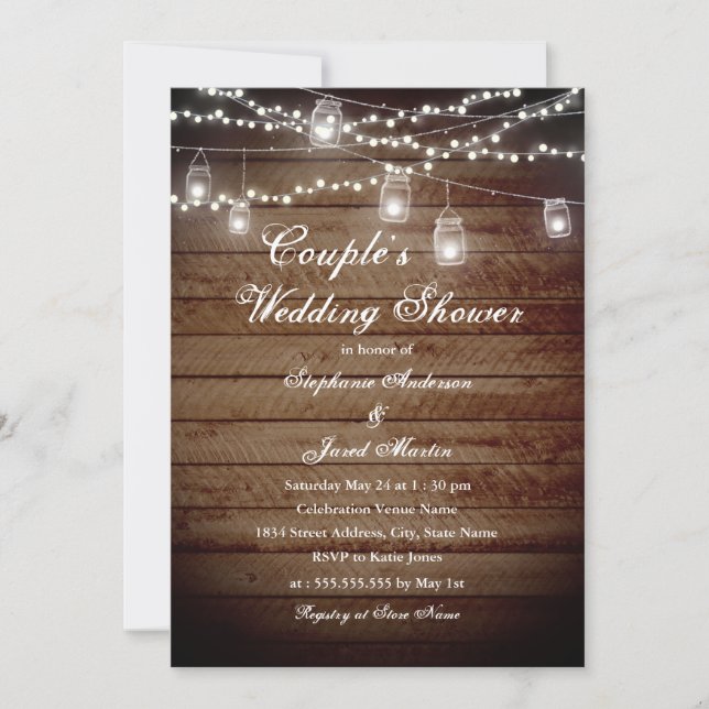 Guirlande Lumineuse Carte de Mariage Rustique pour (Devant)
