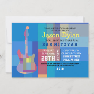 GUITAR BLUES Musical Bar Bat mitzvah Invitation