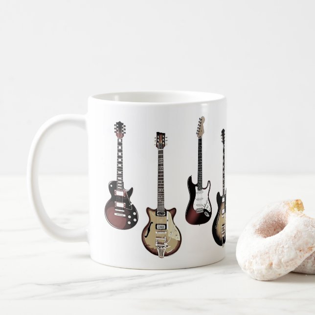 Guitar Player Gift Rock and Roll Musician Band Mug (Avec donut)
