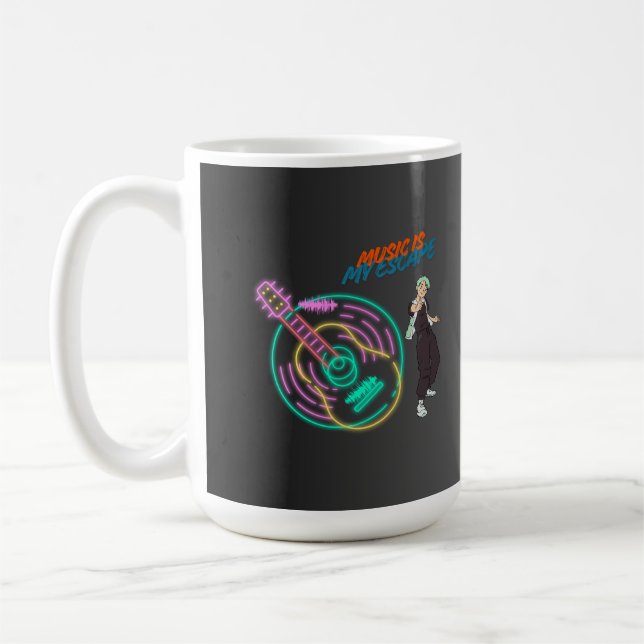 Guitar Rhythm Mug – Music Lover Anime Boy Design (Gauche)