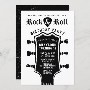 Guitar Rock N Roll Invitation Anniversaire