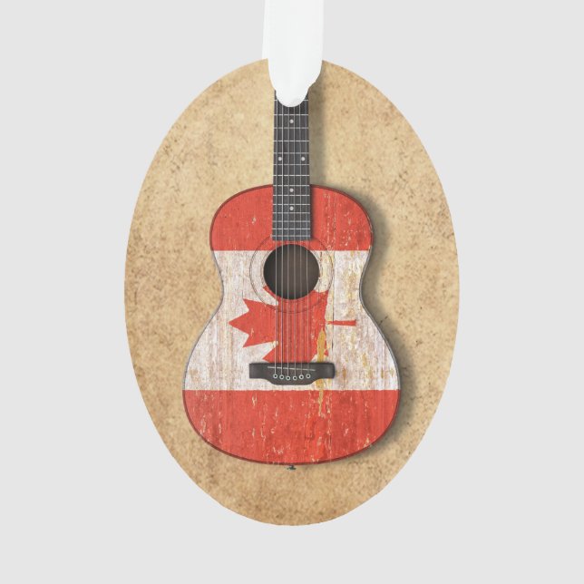 Guitare acoustique âgée et utilisée de drapeau (dos)