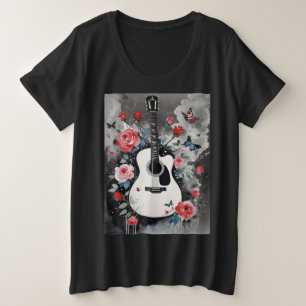 Guitare acoustique avec Roses et papillons