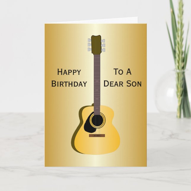 Guitare acoustique Carte d'anniversaire Fils perso (Devant)