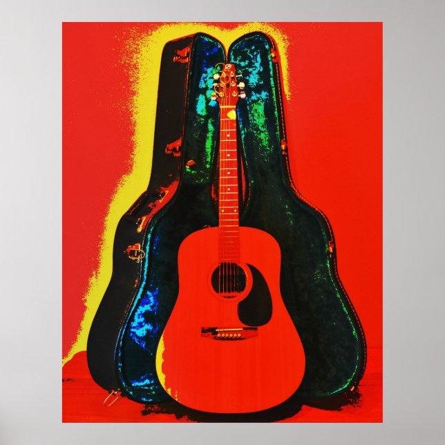 Guitare acoustique colorée et affiche Coque Art (Devant)