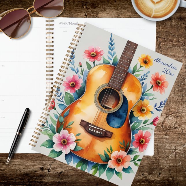 Guitare Acoustique Florale Aquarelle (Créateur téléchargé)