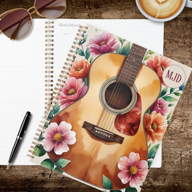 Guitare Acoustique Florale Aquarelle (Créateur téléchargé)