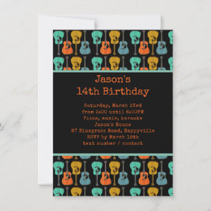 Guitare Anniversaire Fête Ado Invitation garçon