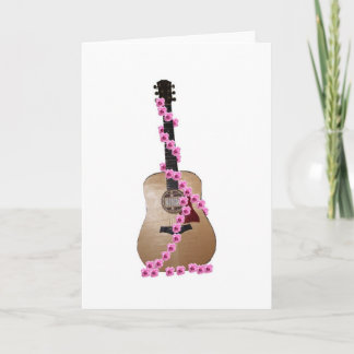 Guitare avec carte pour notes rose