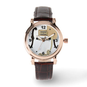 guitare blanche montre en cuir