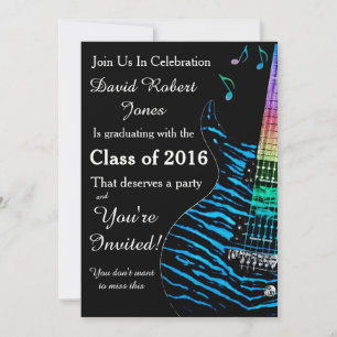 Guitare bleu turquoise Invitation de graduation
