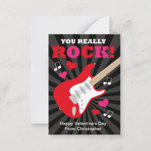 Guitare Classroom Valentine Cartes pour enfants