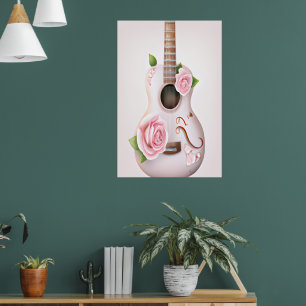 GUITARE CUITE AVEC POSTER ROSE ROSE ROSE