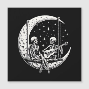 Guitare de lune de couple de squelettes
