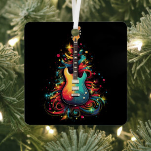 Guitare de Noël ornement métal arbre de Noël