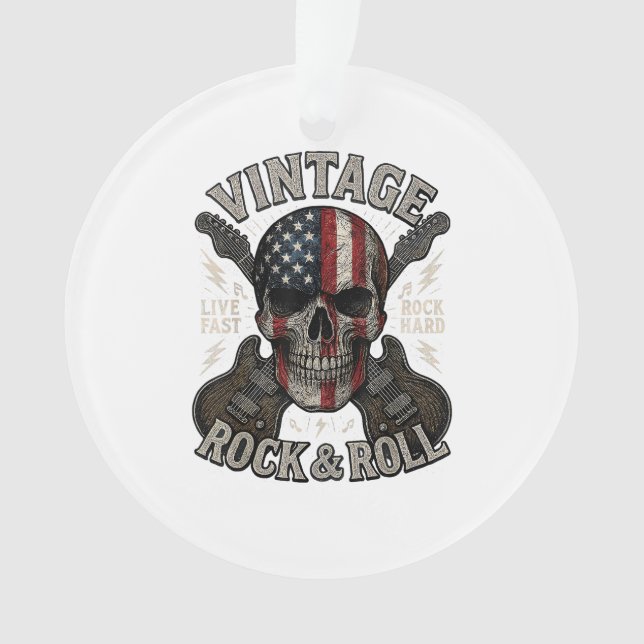 Guitare Drapeau Américain Crâne Rock Vintage Retro (devant)