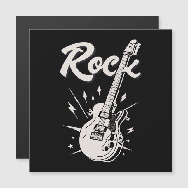 Guitare électrique avec mot rock (Devant / Derrière)