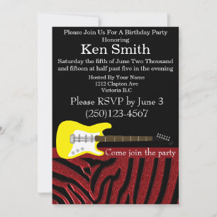 Guitare électrique de bon goût Invitation d'annive