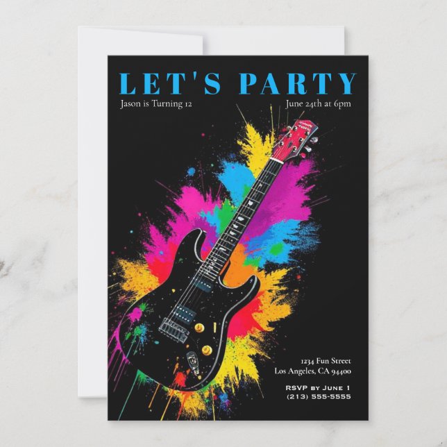 Guitare électrique Invitation de fête d'anniversai (Devant)