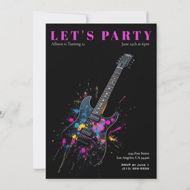 Guitare électrique Invitation de fête d'anniversai (Devant)