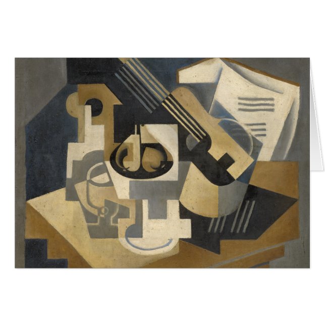 Guitare et bol de fruits sur une table, 1918 (Devant horizontal)