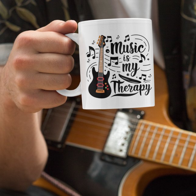 Guitare et notes de musique Harmonious Therapy Mug (Créateur téléchargé)