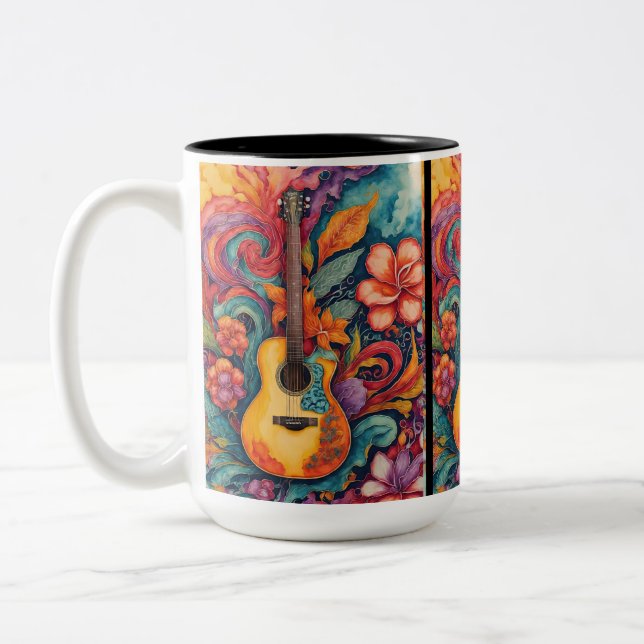 Guitare Floral Medley 15 oz Mug (Gauche)