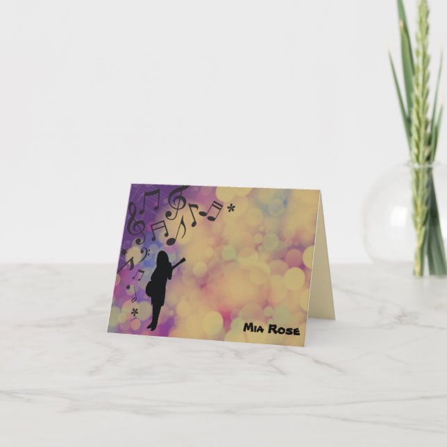 Guitare GirlBat Mitzvah Carte de remerciements (Devant)