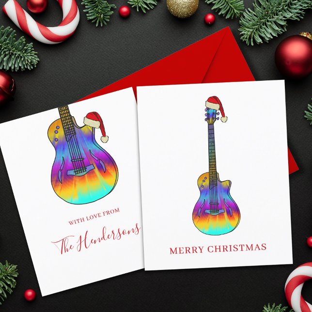 Guitare Joyeux Noël Budget personnalisé (Christmas guitar budget custom holiday greetings card)