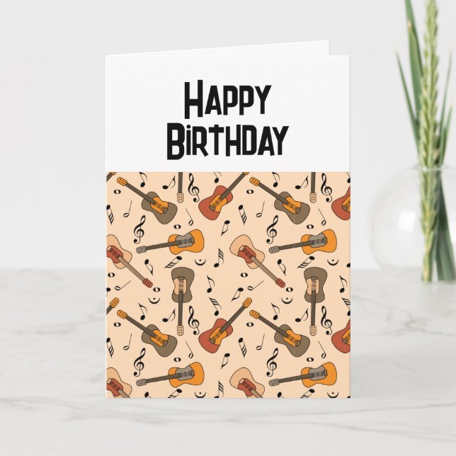 Guitare Music Notes Motif Carte d'anniversaire (Devant)