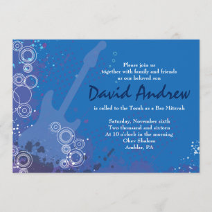 Guitare Musical Bar Bat mitzvah Invitation