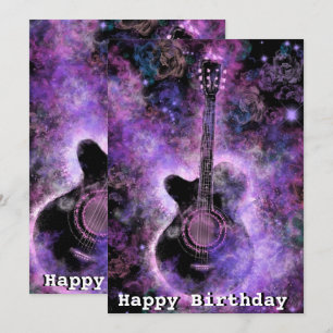 Guitare musicale romantique Joyeuses cartes d'anni