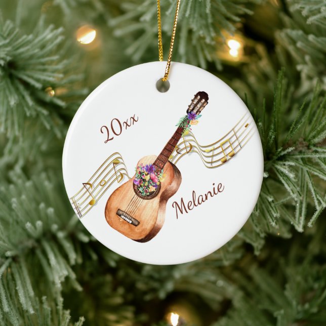 Guitare personnalisée et ornement floral de Noël (Arbre)