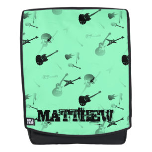 Guitare Rocher Noir Blanc avec Nom G sac à dos