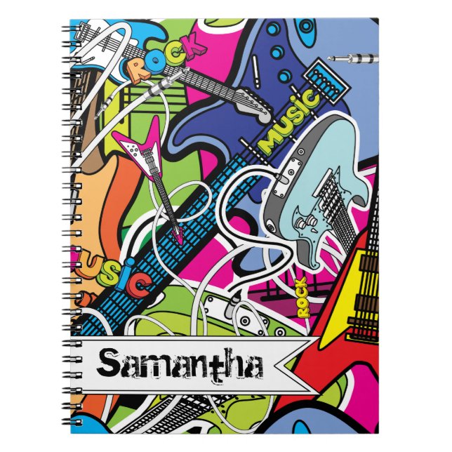 Guitare Rock Music Star Grunge Spiral Carnet (Devant)