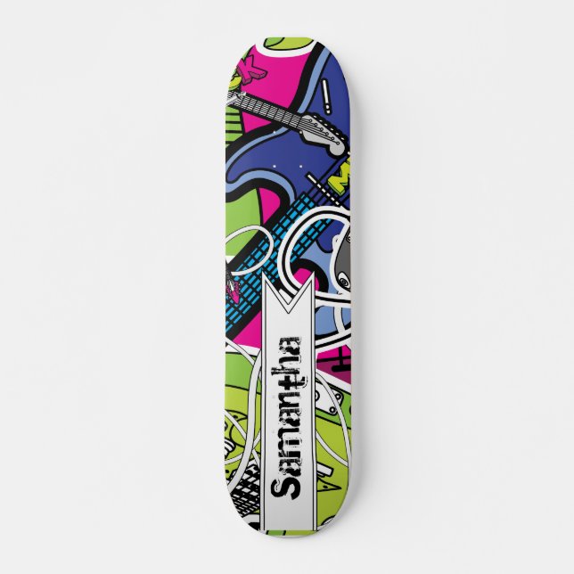 Guitare Rock Music Star Old School Skateboard (Devant)