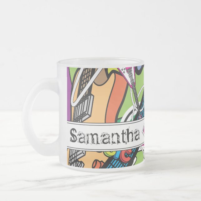 Guitare Rock Musique Frosted Glass Coffee Mug Cup (Gauche)