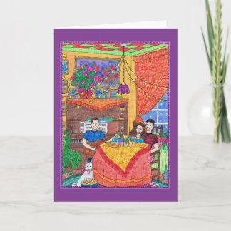 Guitare, vin, piano, carte de voeux de guitare