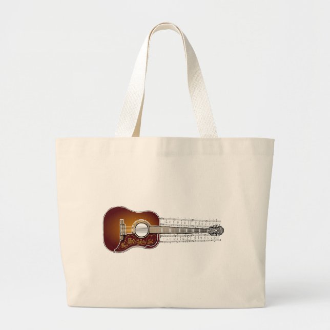Guitare vintage avec la musique de feuille - sac (Devant)