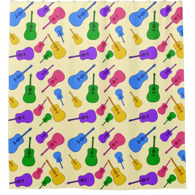 Guitares acoustiques colorées Rideaux de douche Mo (Devant)