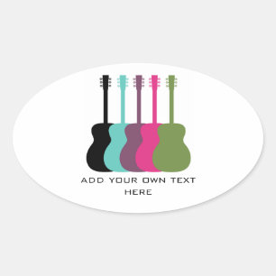 Guitares aux couleurs vives Stickers ovales