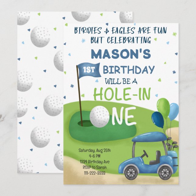 Gulf Hole in One 1st Birthday Invitation (Devant / Derrière)