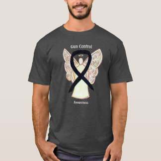 Gun Control Black Awareness Ribbon Angel T-Shirt