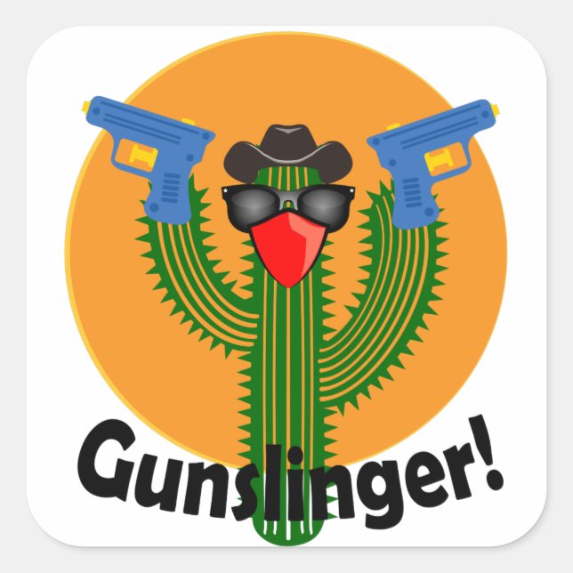 Gunslinger Cactus Design - Stickers Carré, Glossy (Devant)